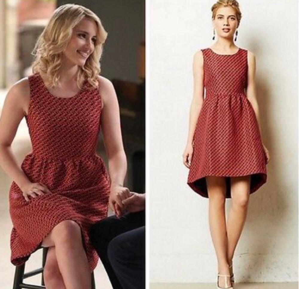 Anthropologie Lili Wang geo jacquard dress glee Quinn Fabray size 4